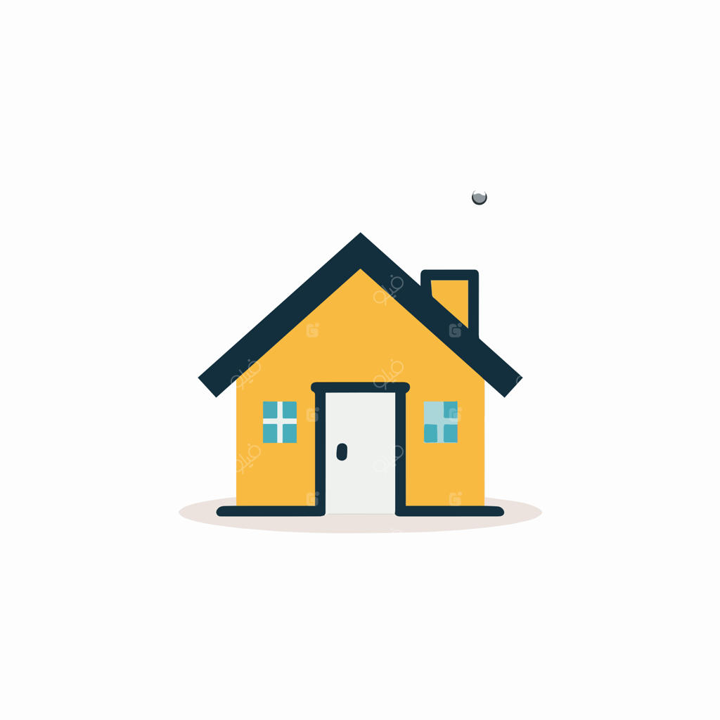 خانه زرد با سقف سیاه و فلش سفید رو به راست