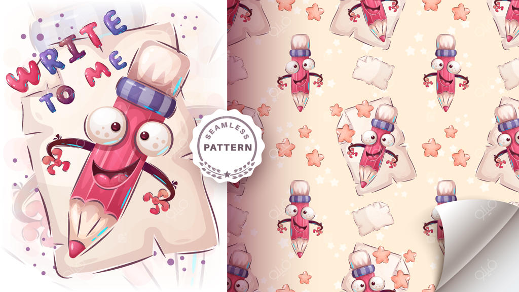 الگوی بدون درز نوشتن نامه با مداد