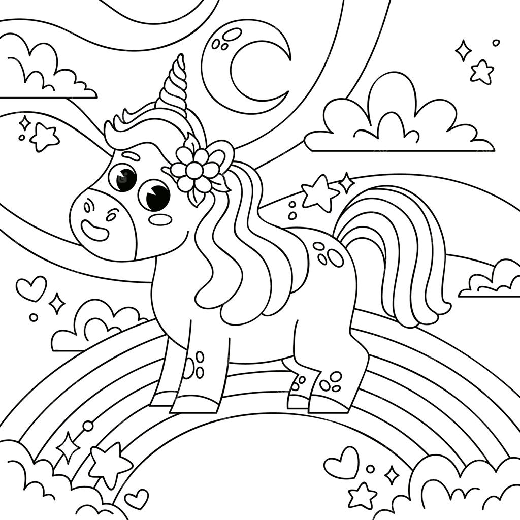 تصویر رنگ آمیزی تک‌شاخ دستی طراحی شده