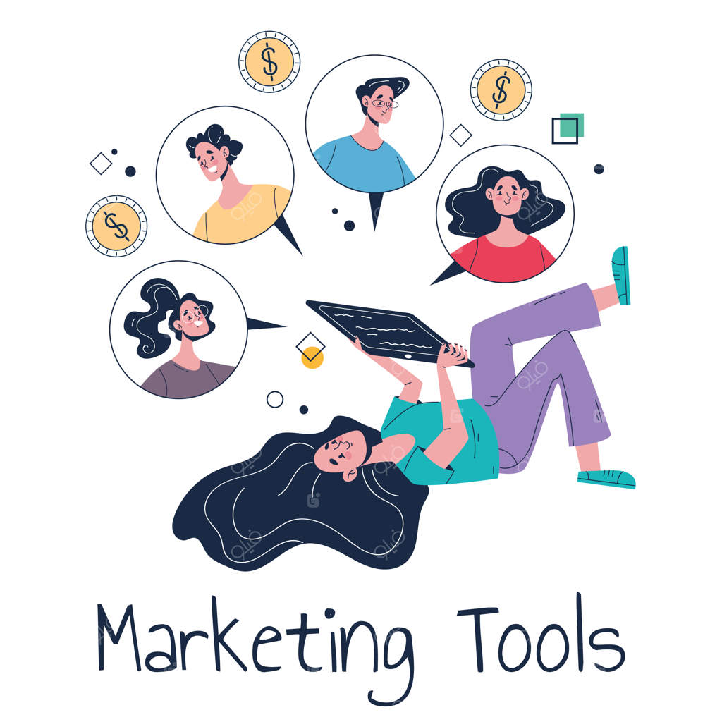 مفهوم انتزاعی استراتژی شبکه فناوری برای بازاریابی دیجیتال و کسب‌وکار آنلاین در رسانه‌های اجتماعی.