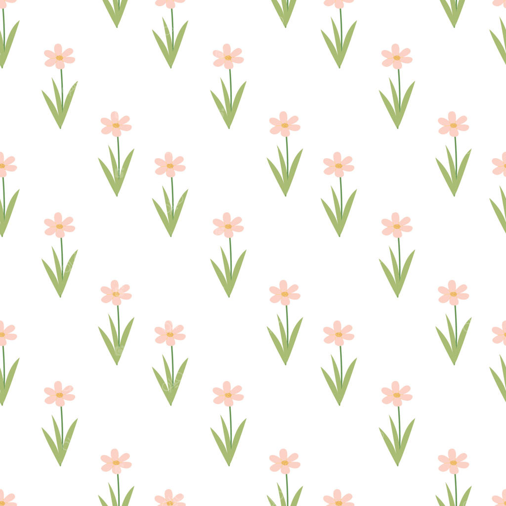 طرح گلدار یکپارچه با گل‌های صورتی و برگ‌های سبز در طراحی پاستلی