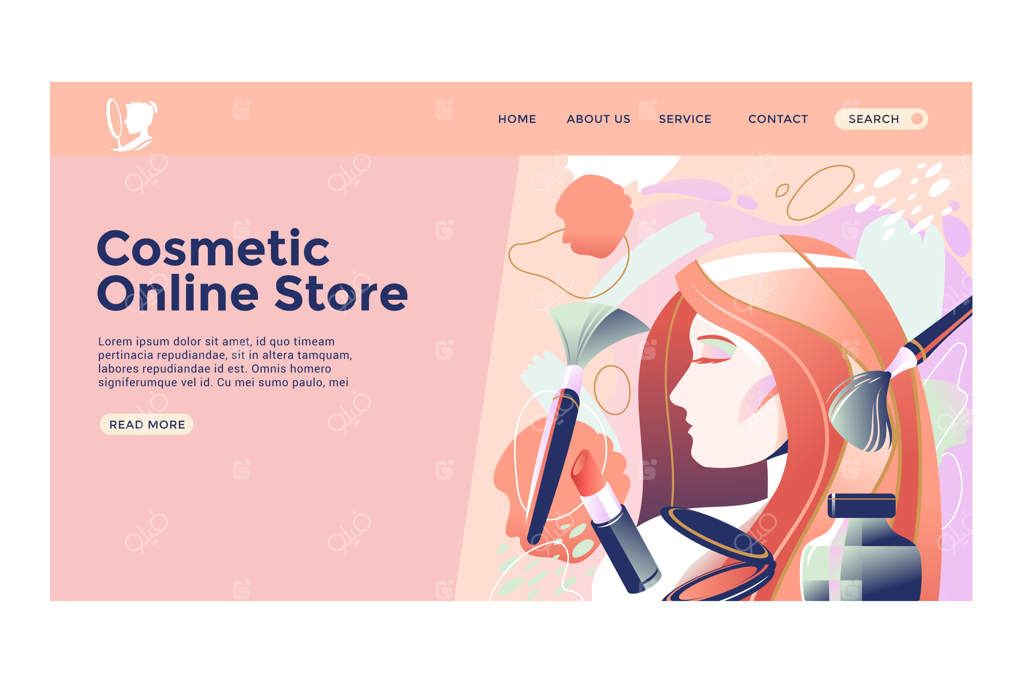 مفهوم صفحه فرود مراقبت زیبایی و محصولات آرایشی