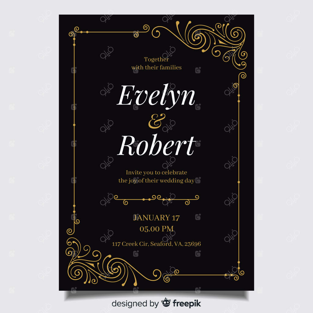 قالب کارت دعوت عروسی با طرح‌های کلاسیک و زیبا