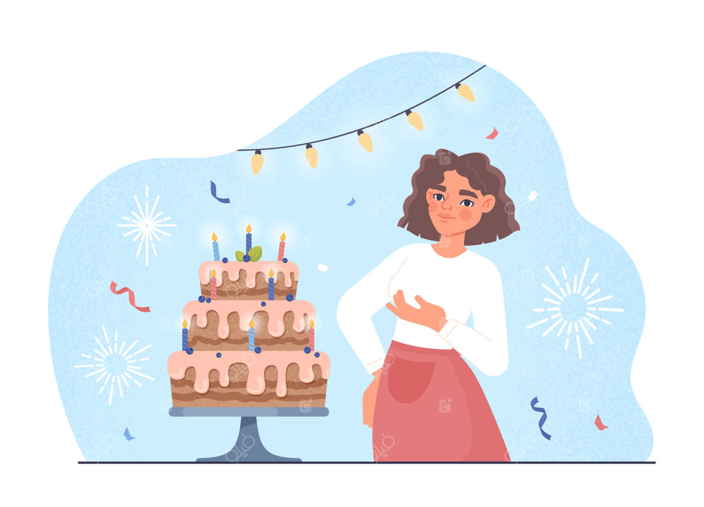 زنی با کیک تولد