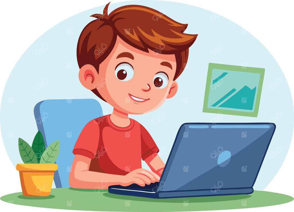 پسر جوان با خوشحالی در حال استفاده از لپ‌تاپ.