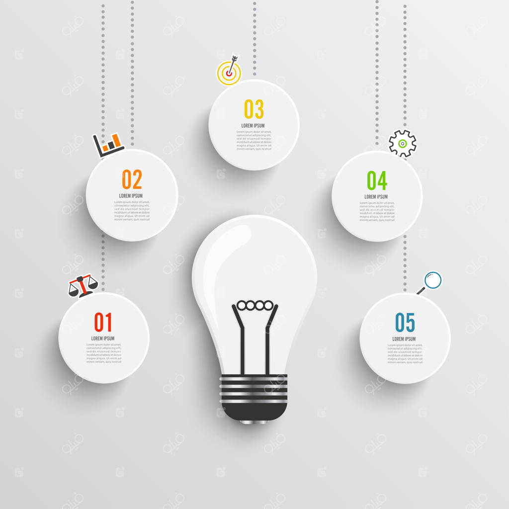 اینفوگرافیک انتزاعی پنج‌گزینه‌ای