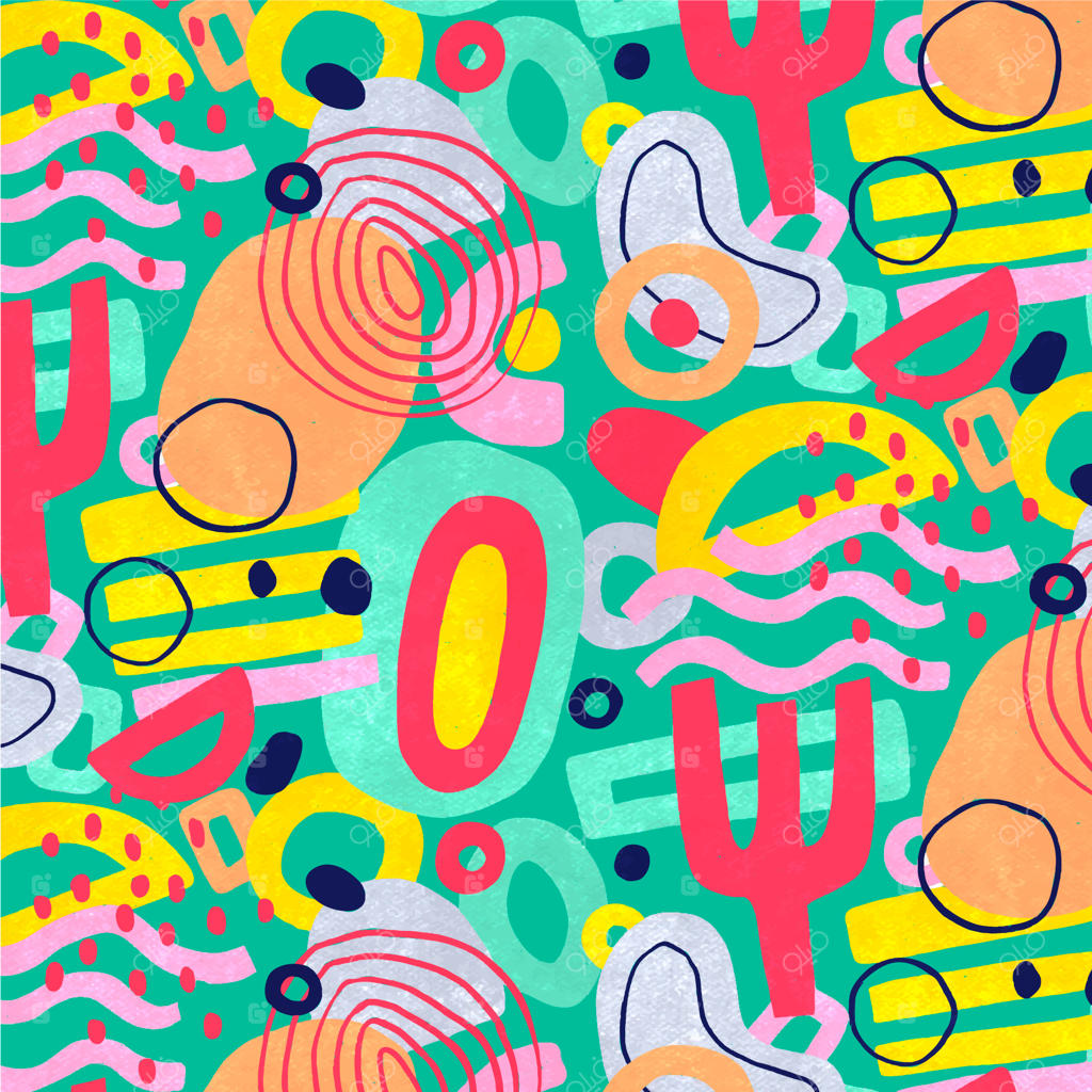 الگوی آبرنگی انتزاعی با طرح‌های دستی