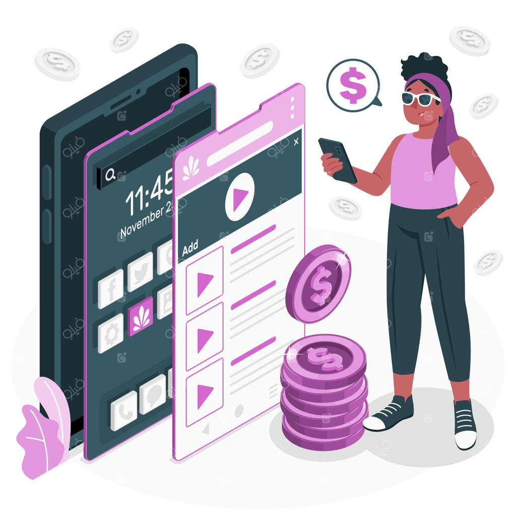 تصویرسازی مفهوم درآمدزایی از اپلیکیشن