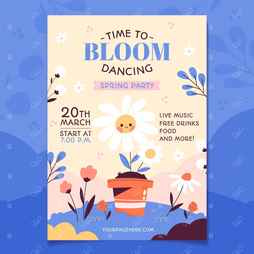 قالب پوستر مهمانی بهاری