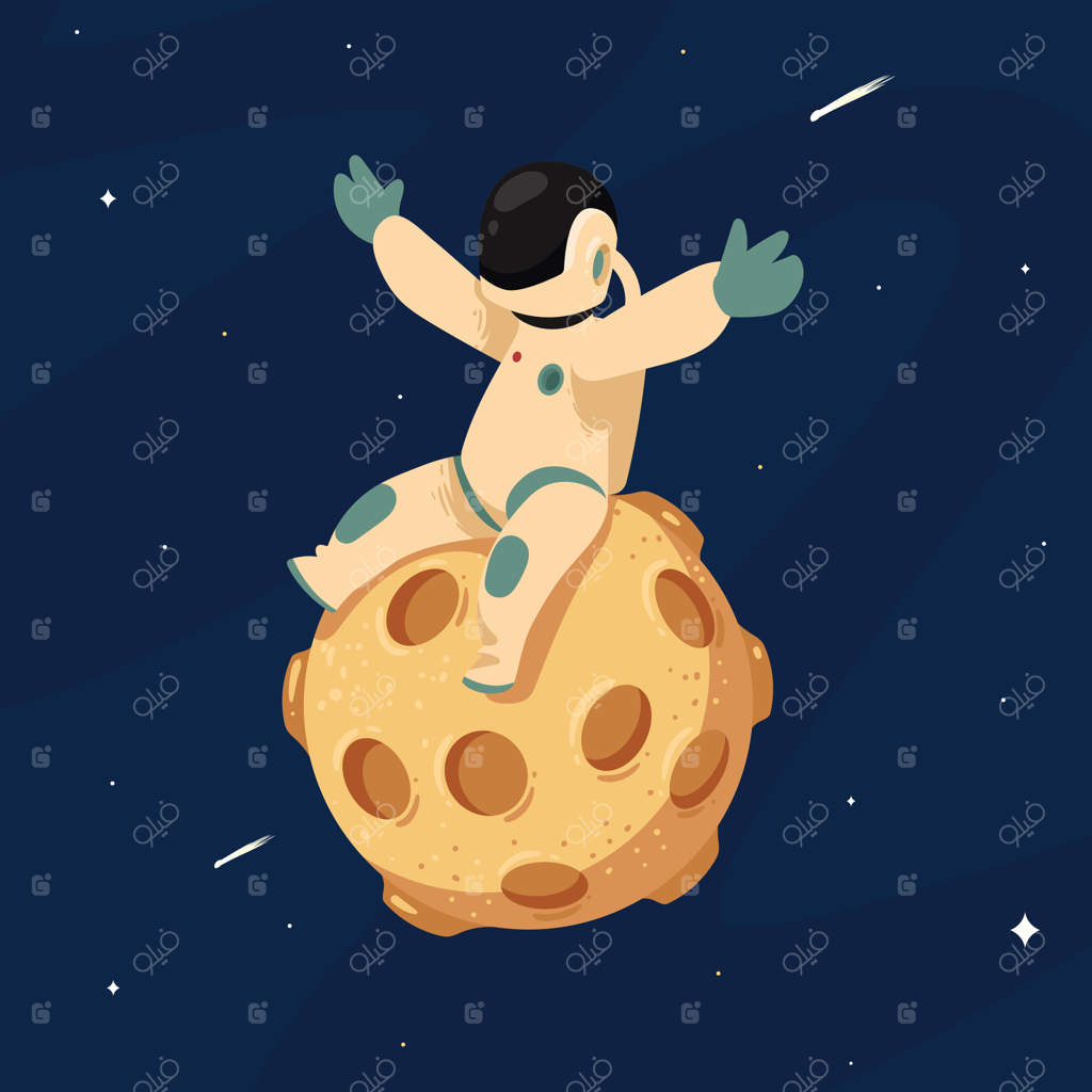 فضانوردی نشسته بر ماه