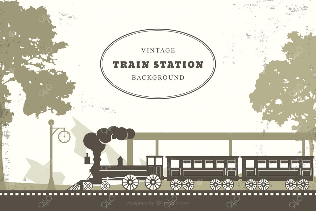 پیش‌زمینه ایستگاه قطار به سبک رترو