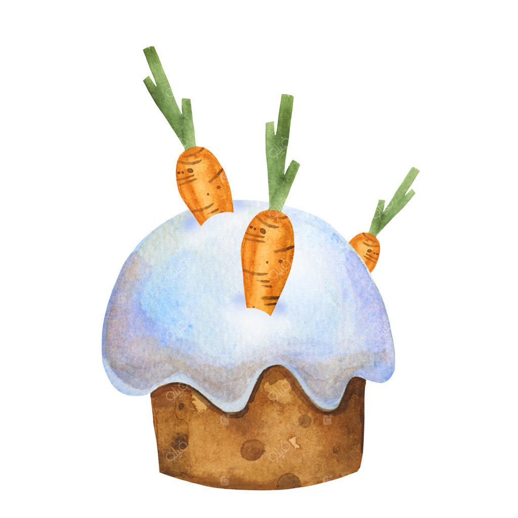 کیک عید پاک بامزه با هویج‌ها. آبرنگی