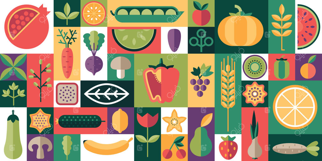 طرح گیاهان انتزاعی: کاغذ دیواری تابستانی مینیمالیستی و اسکاندیناوی با الگوی گل و برگ و غذاهای ارگانیک. چاپ مدرن و تزئینی گیاهان به صورت وکتور