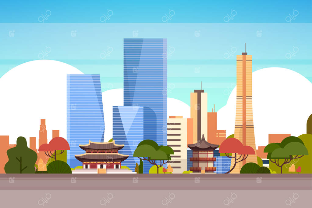 نمای آسمان‌خراش‌ها و مکان‌های معروف شهر