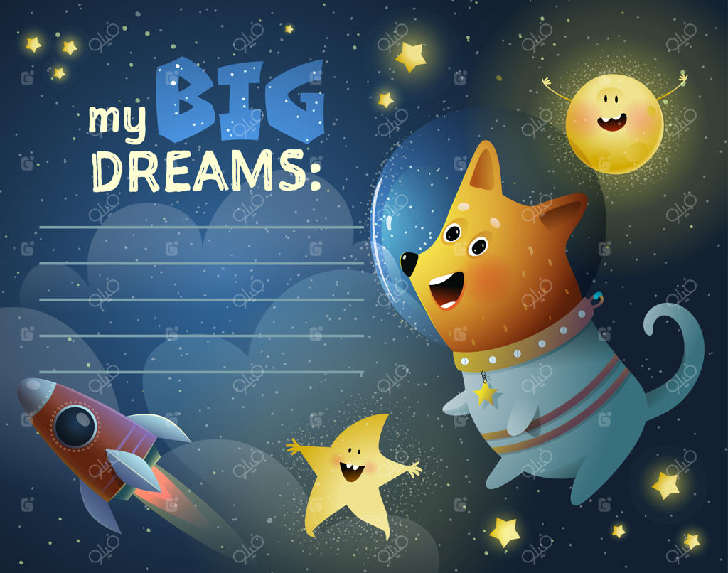 قالب لیست آرزوهای سگ فضانورد در فضا