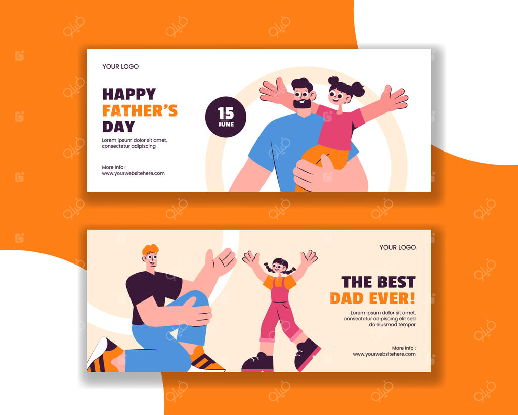 تصویر پیوند پدر و کودک برای قالب بنر افقی شبکه‌های اجتماعی به مناسبت روز پدر