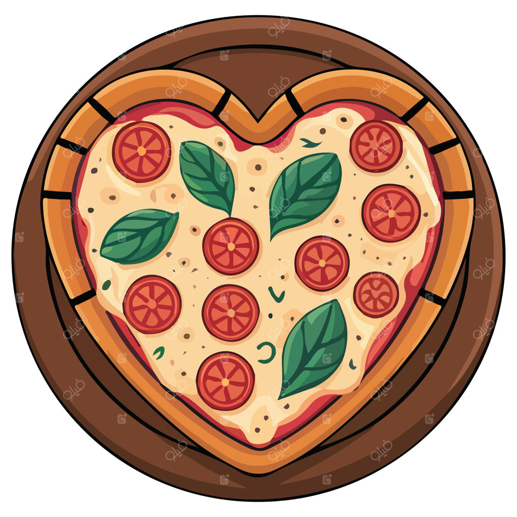 تصویر کارت ولنتاین "پیتزا قلب من" بر روی پس‌زمینه سفید