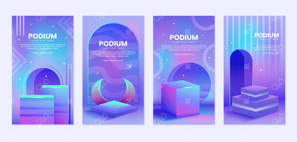 مجموعه استوری‌های اینستاگرام با پس‌زمینه گرادیانتی جذاب