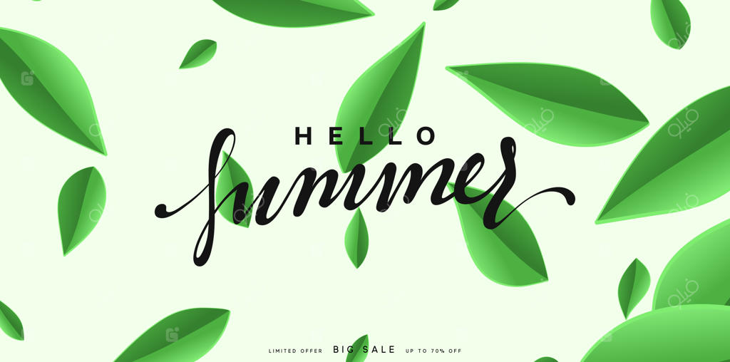 پس‌زمینه‌ای با برگ‌های سبز: فصل تابستان و بهار، پوستر برگ‌های استوایی، تصویرسازی وکتور