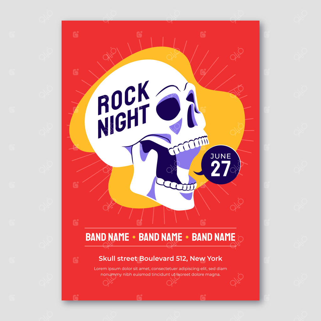 قالب پوستر گروه موسیقی با طراحی دستی و ساده