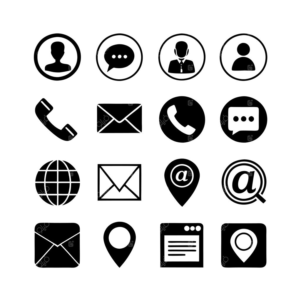 مجموعه وکتور آیکون‌های تماس با ما برای رابط کاربری، وب‌سایت و اپلیکیشن‌های موبایل