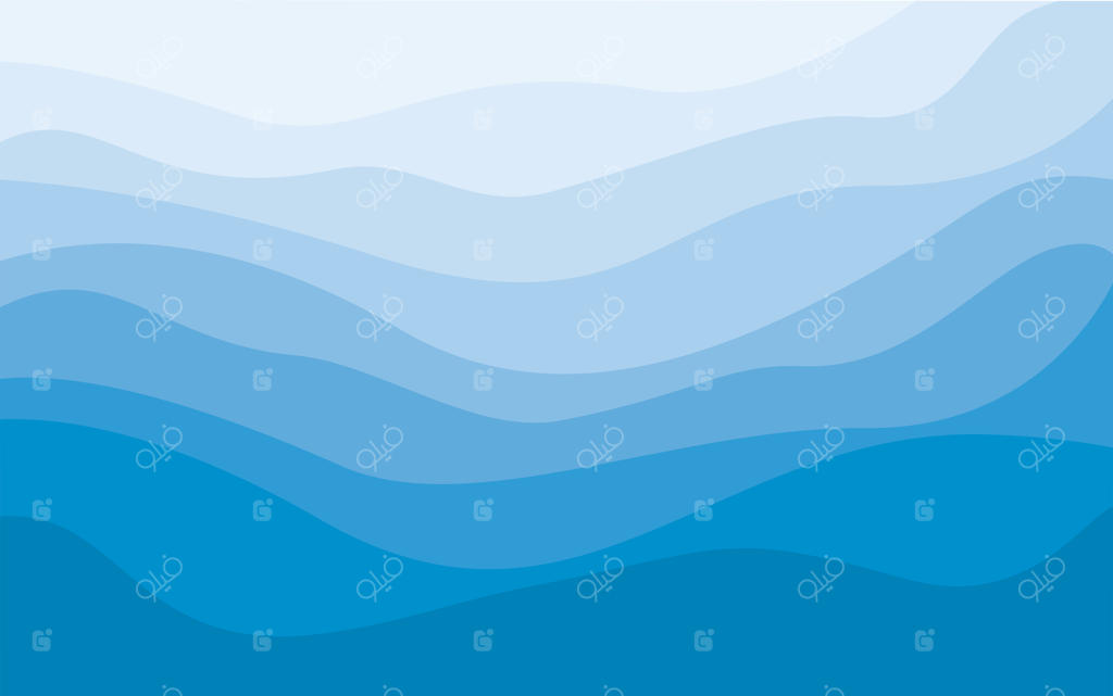 طرح پس‌زمینه وکتور از منحنی‌های امواج دریا با طیف آبی ملایم تا تیره