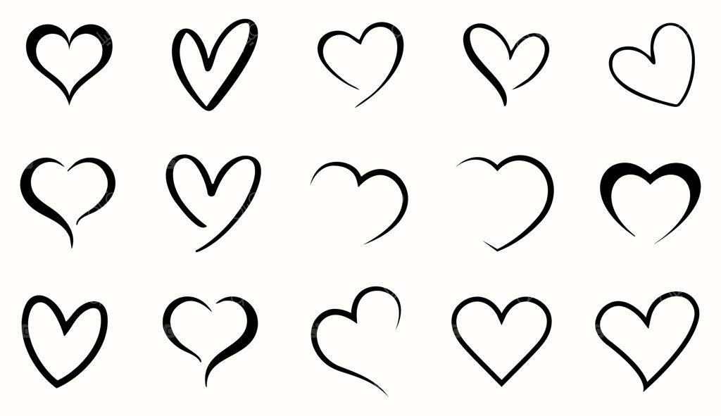 آیکون‌های خطی قلب به رنگ مشکی