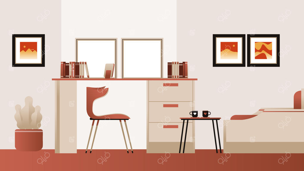 وکتور پس‌زمینه اتاق مطالعه