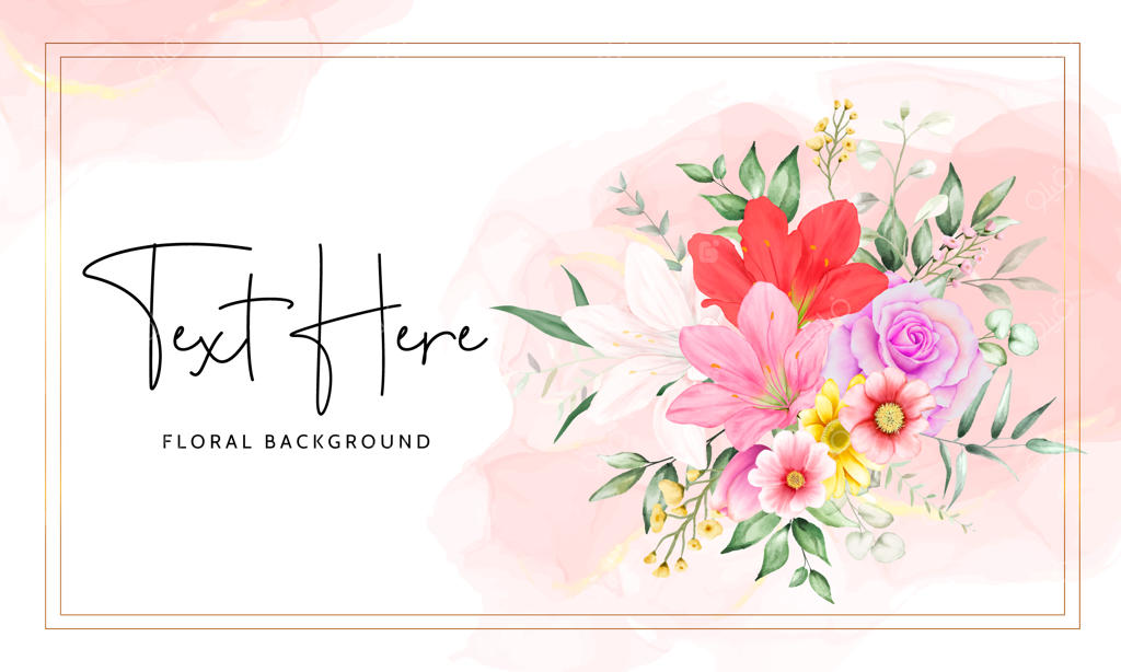 پس‌زمینه قاب گل، نقاشی آبرنگی گل‌های زیبا