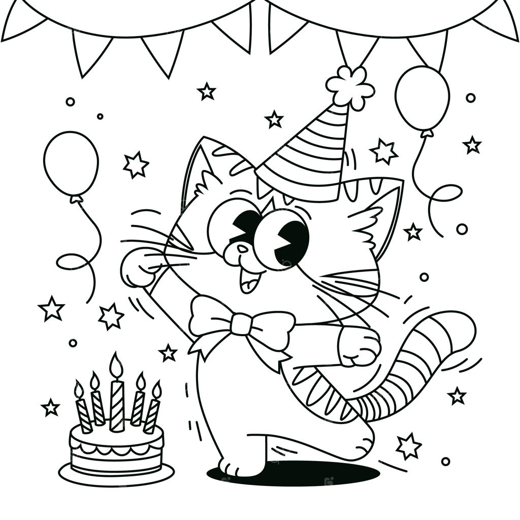 تصویر نقاشی تولد برای رنگ‌آمیزی دستی