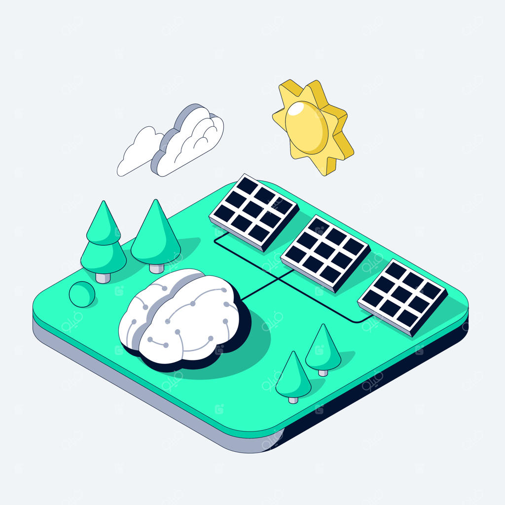 هوش مصنوعی سیستم انرژی خورشیدی را از راه دور مدیریت می‌کند؛ خورشید درخشان پانل‌های فتوولتائیک را برای عملکرد پاک شارژ می‌کند. هوش مصنوعی زیرساخت انرژی پایدار را کنترل می‌کند.