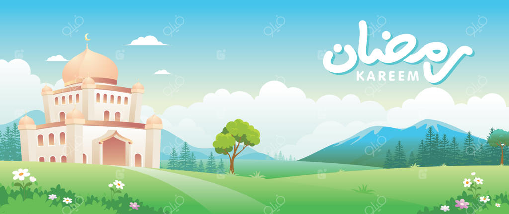 بنر منظره زیبای طبیعت و مسجد