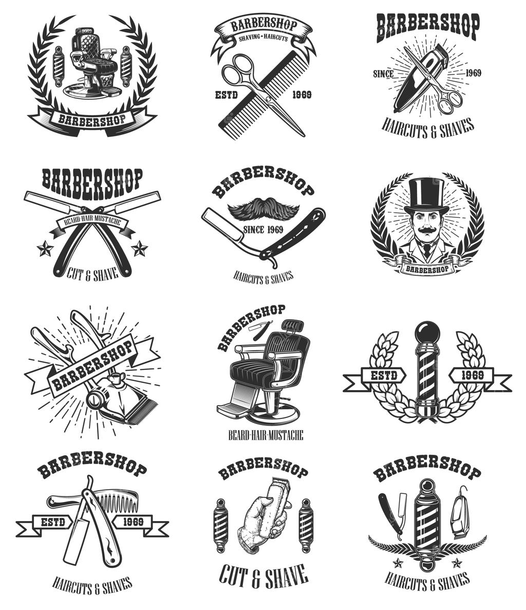 مجموعه نشان‌های وینتیج آرایشگاه مردانه