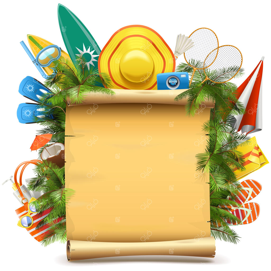 طرح ساحلی وکتور با طومار کاغذی