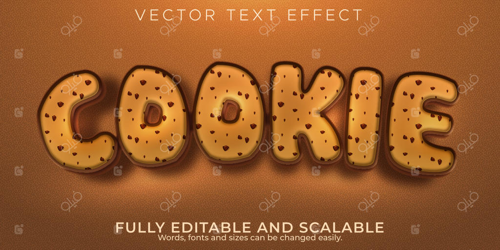 افکت متن قابل ویرایش کوکی، سبک متن نانوایی و بیسکوییت