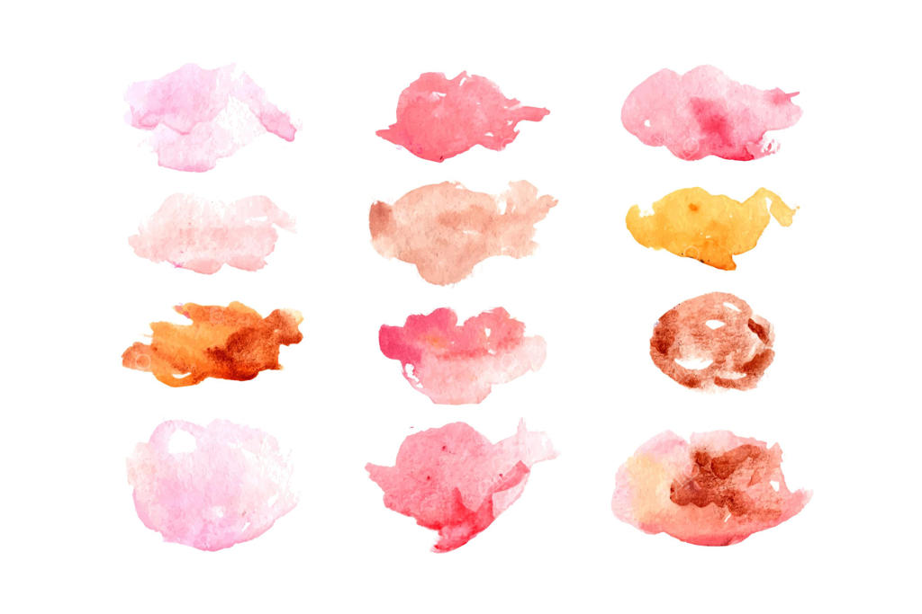 مجموعه لکه‌های آب‌رنگ انتزاعی