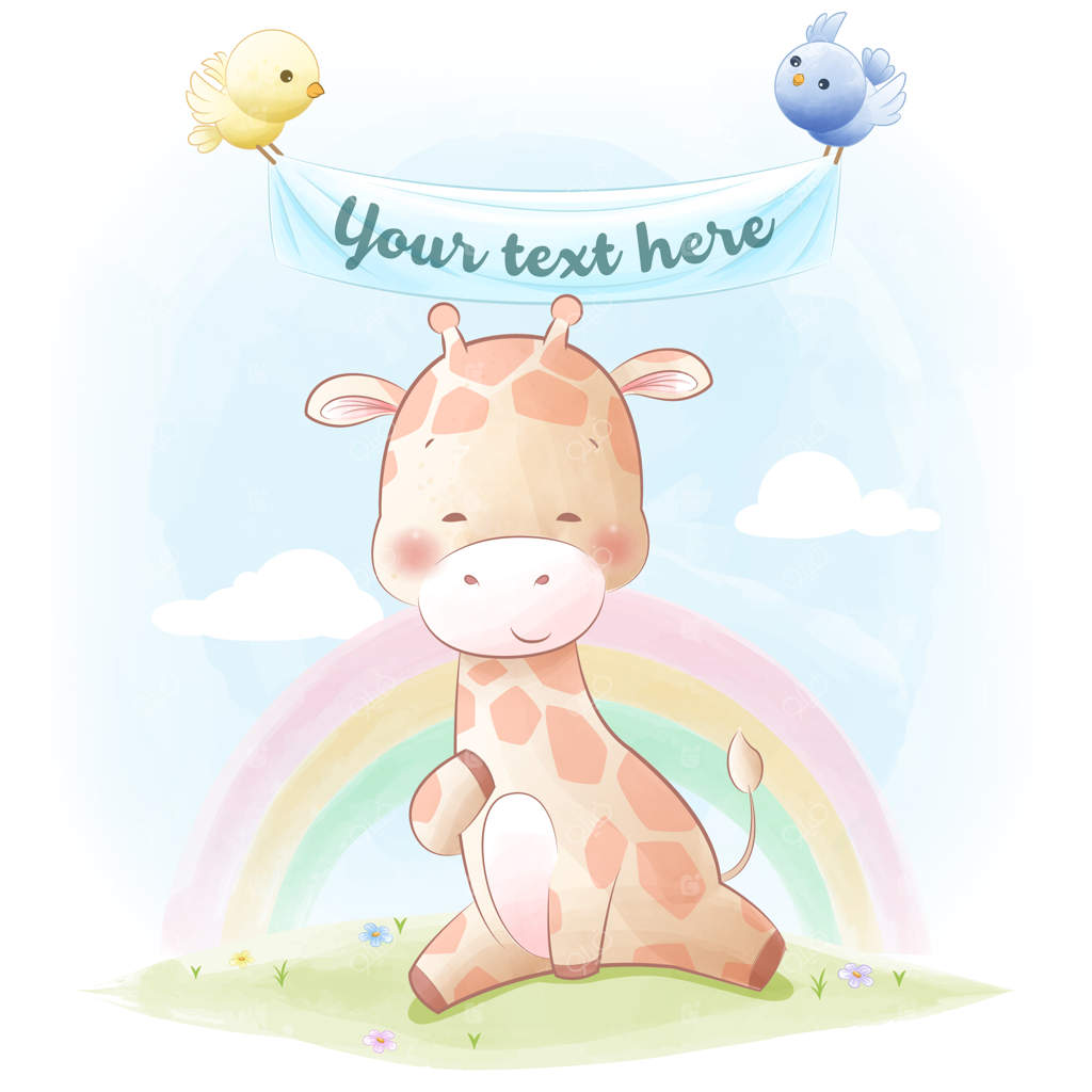 تصویر برداری حیوانات بامزه: زرافه کوچولو