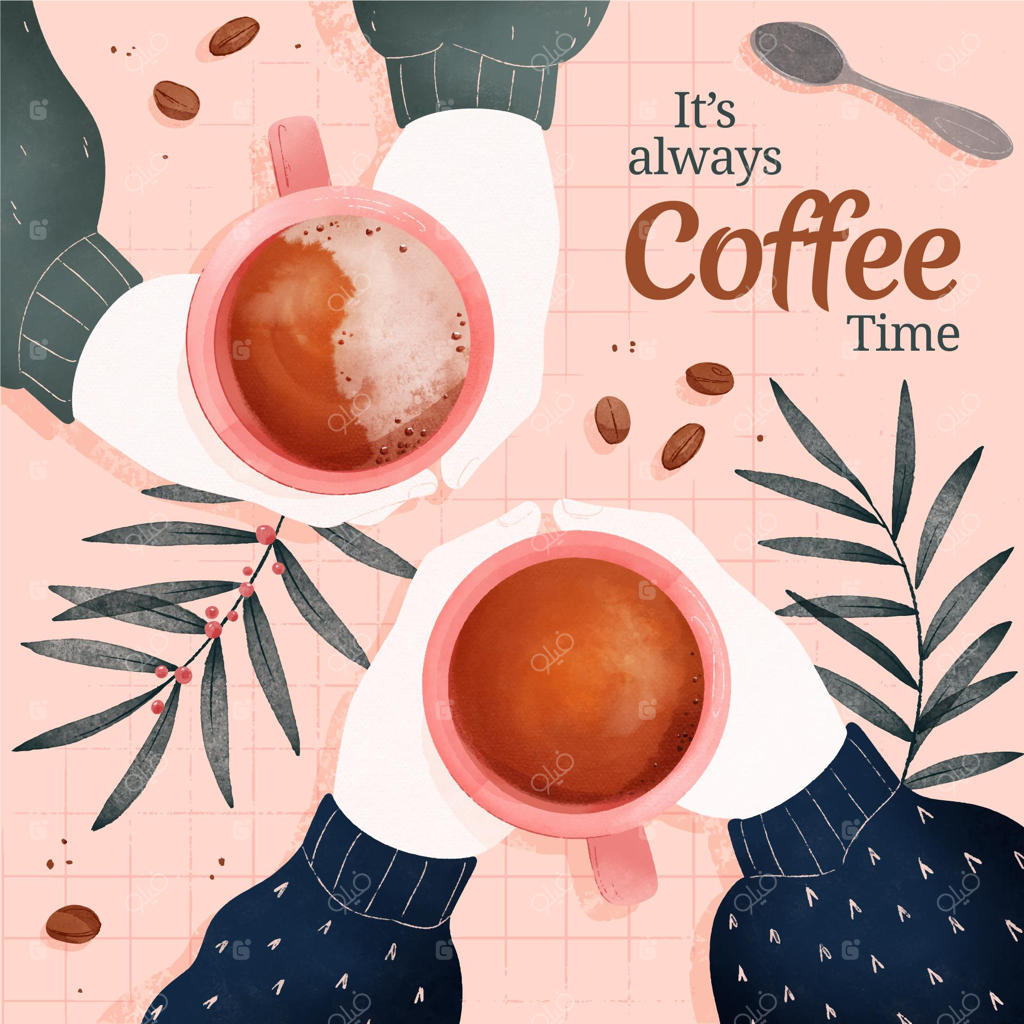 تصویرسازی آبرنگی قهوه