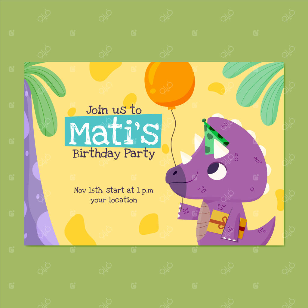 دعوتنامه تولد با طراحی کودکانه دستی