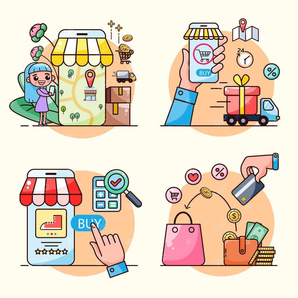 فرآیند خرید و پرداخت آنلاین از طریق کامپیوتر، گوشی هوشمند و تبلت