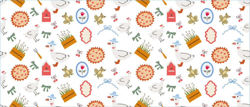 پترن دکوراسیون جذاب کلبه با طرح اردک و عناصر باغ برای طراحی منزل