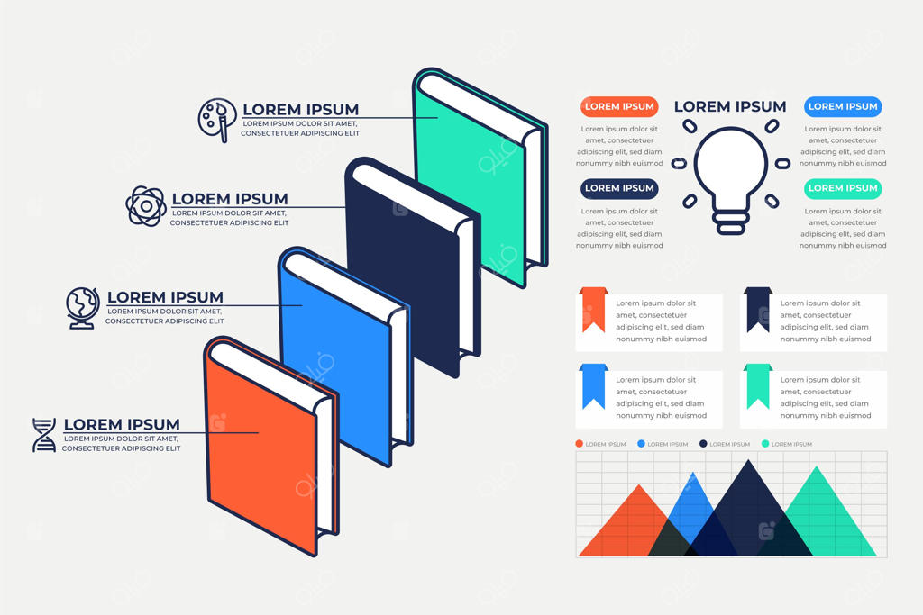 اینفوگرافیک‌های طراحی تخت کتاب