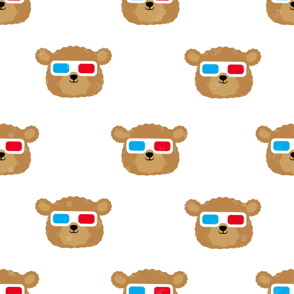 الگوی کارتونی بدون درز خرس با عینک