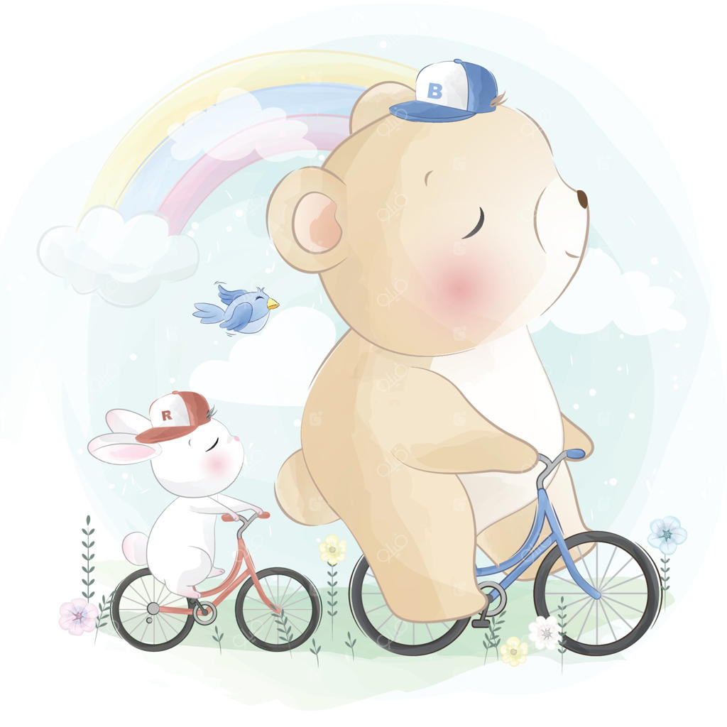 تصویرسازی خرس و خرگوش بامزه