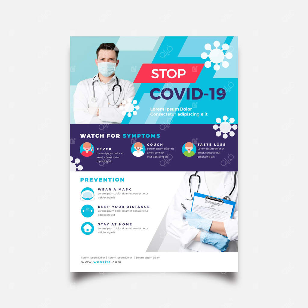 پوستر اطلاع‌رسانی کووید-۱۹ همراه با تصویر