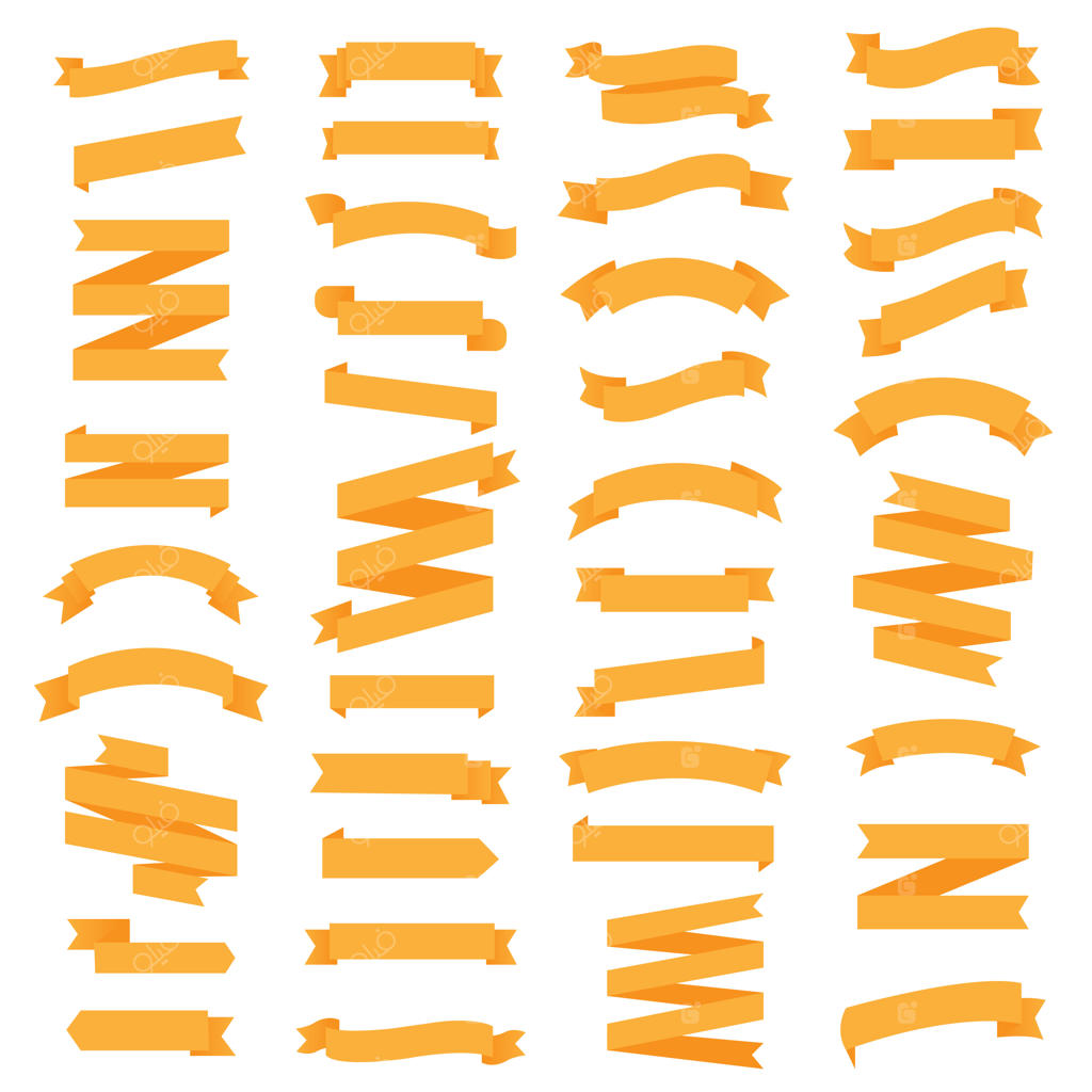 مجموعه روبان‌های نارنجی جداشده در پس‌زمینه سفید