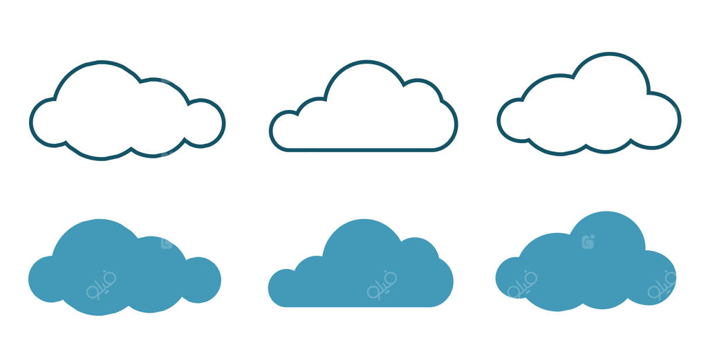 مجموعه آیکون‌های ابر در سبک‌های پر و خطی - نمادهای ساده آب و هوا برای رابط کاربری