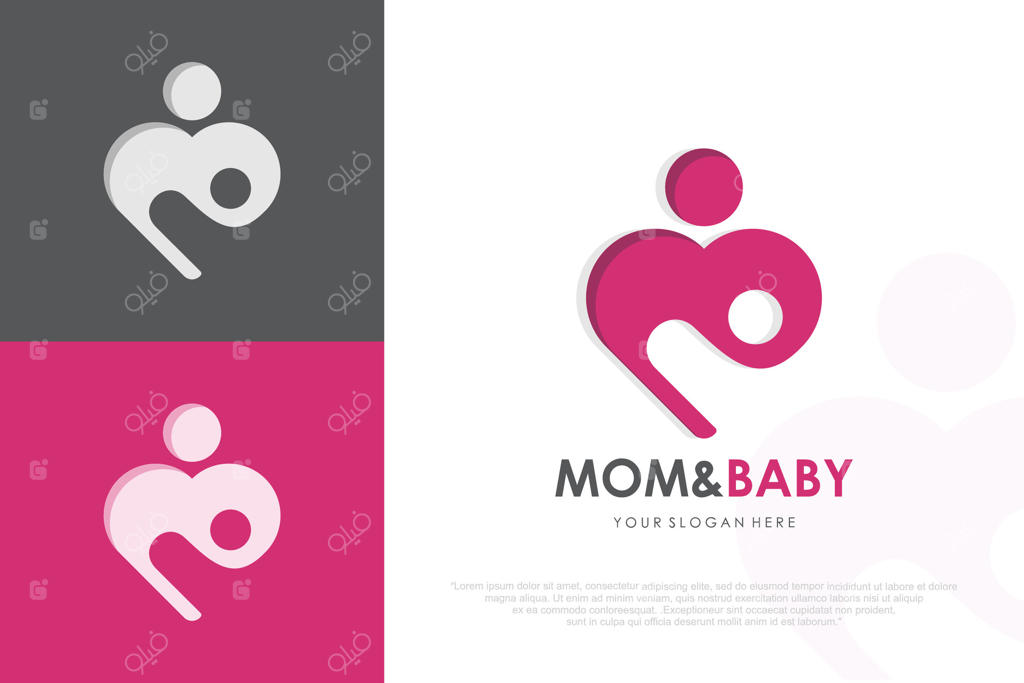 طراحی لوگو قلب مادر و نوزاد - تصویرسازی لوگو برای کلینیک پزشکی و مراقبت