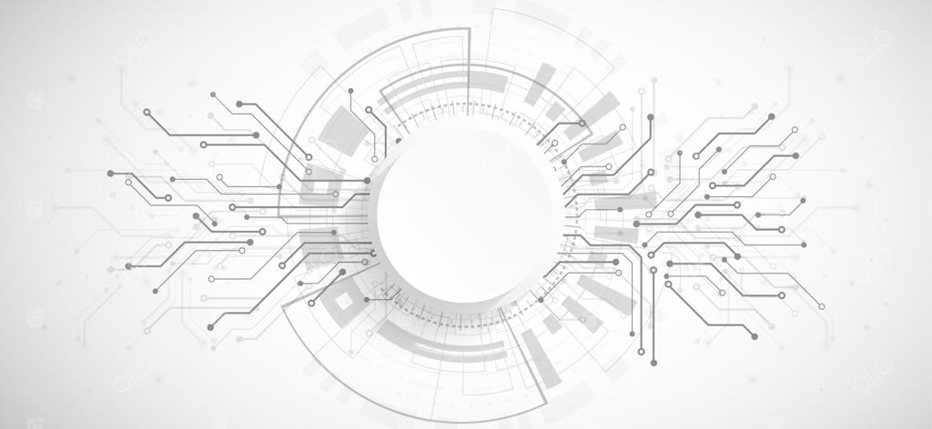 پس‌زمینه سه‌بعدی و انتزاعی با طرح مدار و خط و نقطه؛ وکتور مفهومی از مهندسی مدرن، فناوری و ارتباطات آینده
