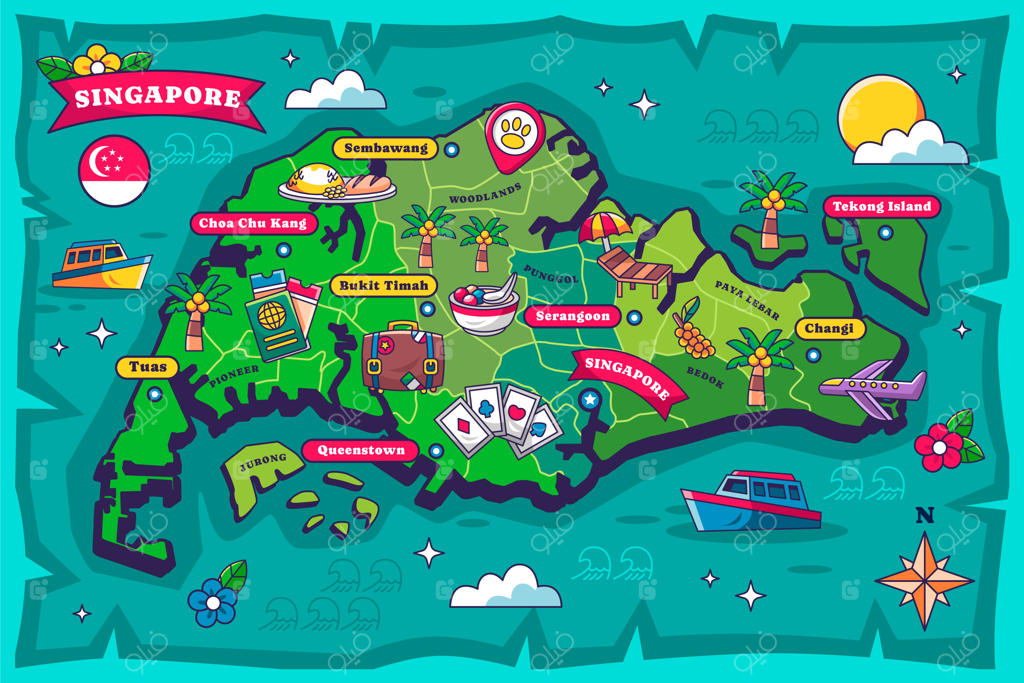 تصویر نقشه سنگاپور با طراحی دستی